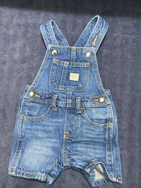 Baby boy Kids Old Navy Workwear Denim Short Overalls - Blue 3-6 Months